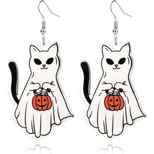 Halloween Cute Ghost Pumpkin Earrings for Women Cartoon Cat Spider Earrings